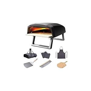 MasterPro Pizza Oven | Four &agrave; Pizza | Four &agrave; gaz portable Cuisson rapide jusqu'&agrave; 500&ordm;C et planche &agrave; d&eacute;couper | Pizzas pr&ecirc;tes en 60 secondes | Pelle &agrave; pizza, coupe-pizza et tablier inclus.