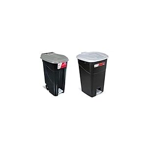 Tayg 80P Poubelle Noir/gris 80 l & poubelle de 60 litres avec pédale, base noire et couvercle gris