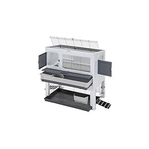 Ferplast Cage Lapin Bonnie avec Enclos, Clapier Lapin Int&eacute;rieur 2 Niveaux, Lapins, Cochons d'Inde, Enclos pour Lapins Animaux Domestiques, avec Maisonnette et Abreuvoir, 108 x 64 x h 113 cm