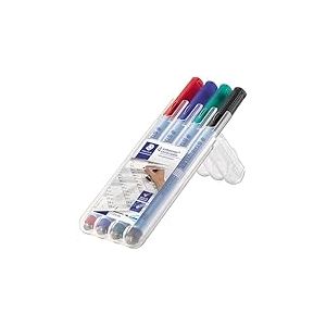 Staedtler Lumocolor Correctable, Feutres non-permanents à pointe moyenne effaçables à sec, Étui chevalet avec 4 feutres assortis, 305M WP4-1