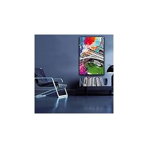 Homemania Tableau de Wall - Tour Eiffel avec des Esquisses de Couleur - pour le Salon, la Chambre -Multicouleur en Polyester, Bois, 45 X 3 X 70cm