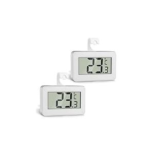 Romon Thermomètre Frigo, 2 Pièce Thermometre Numérique Mini Digital LCD Thermomètre avec Crochet, Thermometre Congelateur Température Capteur Testeur pour Réfrigérateur Cuisine Congélateurs, Blanc