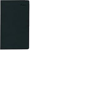Leporello 501-1020 Agenda de poche en PVC noir 2025 – Calendrier de bureau 9,5 x 16 cm – 1 mois sur 2 pages – Carnet d'adresses séparé – Pliable – Carnet de notes