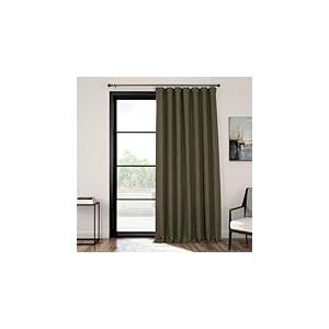 HPD Half Price Drapes Rideaux occultants Extra Larges en Faux Lin pour Chambre &agrave; Coucher et Salon - 254 cm de Large x 243,8 cm de Long - Vert Kaki