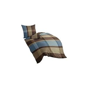 Bierbaum 4942_09 Dessin Parure de lit en flanelle Moka, Flanelle, multicolore, 155 x 220 cm + 80x80 cm