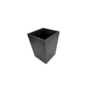 OSCO Corbeille à papier carrée en simili cuir noir | Hauteur – 28,5 cm | Diamètre – 23 cm | Corbeille à papier | Conteneur de recyclage | Bureau | Maison | Salle de bain