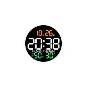 Zstar Horloge Murale numérique - Grande Horloge Murale LED de 25,4 cm - avec télécommande, Heure, Date, température - Luminosité réglable - Horloge numérique sans tic-tac - pour Salon, Bureau, école