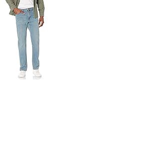 Amazon Essentials Jean Stretch Coupe Droite Homme, Bleu Clair Vintage, 33W / 29L