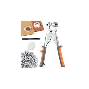 Ecraft Kit d'outils pour œillets : 10 mm avec 500 œillets argentés, pince perforatrice, pince perforatrice à œillets, ensemble de pinces à œillets, ensemble de pinces pour fabrication de bannières,