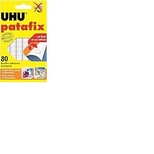 UHU Patafix blanche - pastilles adhésives prédécoupées, pâte à fixer, repositionnables, blanche, 80 pastilles