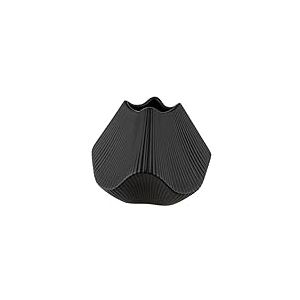 GILDE Vase à lamelles - Noir Mat - Céramique - Hauteur 19 cm x Largeur 22 cm - Vase décoratif