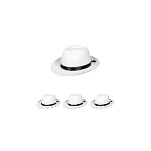 Boland 04372 Chapeau Mafia pour homme Taille unique, Blanc (Lot de 4)