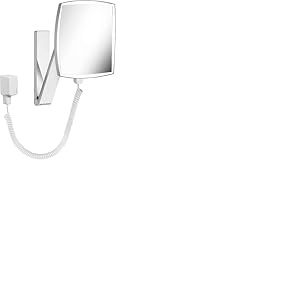 Keuco iLook_Move Miroir grossissant avec &eacute;clairage, carr&eacute;, 20x20 cm, 5X, Made in Germany, m&eacute;tal chrom&eacute;, avec transformateur