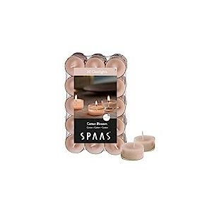 SPAAS 30 Clearlights parfumées, bougies chauffe-plats cup transparente, ± 4,5 heures - Cotton Blossom