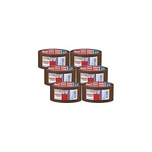 tesapack 4024 Ruban adh&eacute;sif universel pour paquets en film PE - ruban adh&eacute;sif d'exp&eacute;dition pour d&eacute;roulement silencieux - r&eacute;sistant aux intemp&eacute;ries et au vieillissement - marron - 66m x 5cm |6 pi&egrave;ces