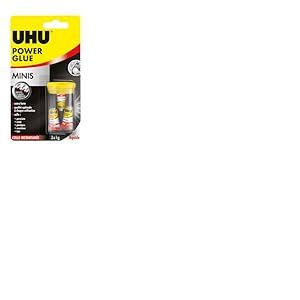 UHU Power Glue - Glue Extra-Forte Format Mini - Multi-Supports : Plastique, M&eacute;tal, Bois, Mat&eacute;riaux Non Poreux - Ne Coule Pas - R&eacute;sistante &agrave; L'eau - Application Pr&eacute;cise - Transparente - 3 Tubes de 1 g