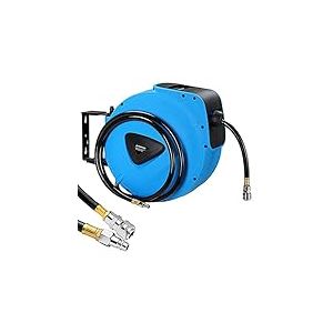Bakaji Enrouleur de tuyau d'air comprim&eacute; avec tuyau 30 m raccord 1/4" fixation murale syst&egrave;me verrouillage automatique, gain de place, accessoire compresseur d'air comprim&eacute;, pression maximale 18 bar