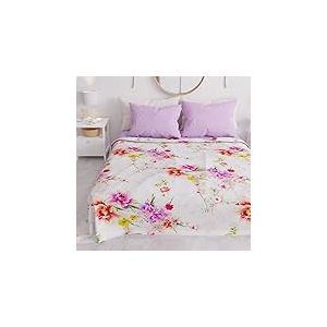 PETTI Artigiani Italiani - Couvre-Lit 260x250 cm Microfibre, Printemps &Eacute;t&eacute;, Parure de Lit L&eacute;g&egrave;re Simple, Draps, Une Personne, Floral Blanc, 100% Fabriqu&eacute; en Italie