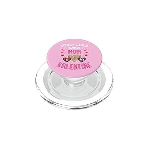 Sorry Girls Mommy is My Valentine C&oelig;urs l&eacute;opard et Plaid PopSockets PopGrip pour MagSafe