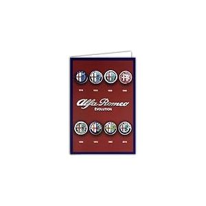 Carte ALFA ROMEO &Eacute;VOLUTION du LOGO Depuis 1910 Licence Officielle &Eacute;cussons Voitures Argent&eacute;s Brillants - Carte Ouverte Blanche 23x17cm - Avec Enveloppe Blanche 12x17,5cm -Anniversaire D&eacute;part Retraite