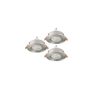 Eglo jeu de 3 spots encastr&eacute;s Barranco, lampes &agrave; encastrer orientables, luminaires encastrables ronds, &eacute;clairage de plafond en plastique argent&eacute;, blanc chaud, ampoules GU10 incluses