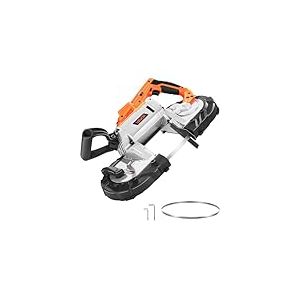 VEVOR Scie à Ruban Portative 20 V, Profondeur de Coupe 12,7 cm, Moteur sans Balais, sans Fil, Compacte, avec Crochet de Suspension, Vitesse Variable de 0-120 m/min, pour Couper Métal Bois (Outil Seul)