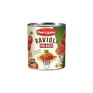 Paul & Louise Ravioli Boeuf, Mascarpone 800g - Pâte aux œufs - 50% de farce - Pur Boeuf - 100% origine France - Sans colorant - Sans arôme artificiel - Nutriscore B