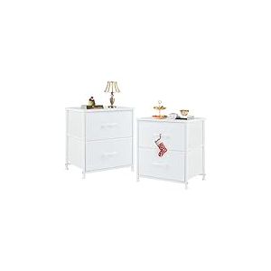 DUMOS Lot de 2 Tables de Chevet en Tissu - Armoire étroite - Commode de Chambre à Coucher - Style Industriel - pour Salon, Chambre d'enfant, Couloir