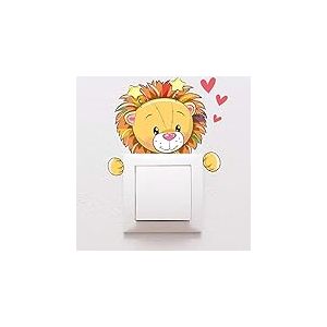 Stickers adhésifs Prise et Interrupteur | Sticker Autocollant Peluche Lion - Décoration murale chambre enfants | 10 x 10 cm