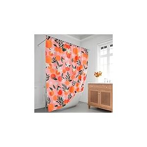 GHMO LIBERHAUS Rideau de Douche en Polyester imperm&eacute;able avec 12 Crochets pour Salle de Bain Motif p&ecirc;che Tropicale Orange Abricot Fleur Feuilles Floral