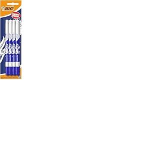 BIC Effaceurs Réécriveurs, Correcteurs Stylos Plumes, Pour l'Ecole, Au bureau ou à la Maison, Couleur Bleu, Blister de 12