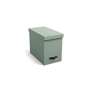 Bigso Box of Sweden JOHAN Boîte de classement suspendue avec couvercle - Boîte d'archivage élégante avec 8 dossiers suspendus - Boîte de dossiers suspendus en panneau de fibres et papier aspect lin