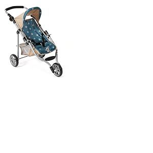 Bayer Chic 2000 Poussette de poupée Lola, Poussette pour poupées jusqu'à env. 50 cm, Poussette de Jogging, Jogger de poupée, Landau de poupée, Petites étoiles Beige/Turquoise