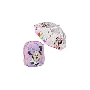 WELL HOME MOBILIARIO & DECORACIÓN Minnie Mouse, Sac à Dos + Parapluie pour Enfant Garçon, Multicolore, Estándar