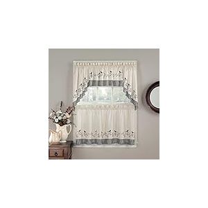 CHF Rideau de Cuisine Motif Oiseaux Chocolat 147,3 x 35,6 cm