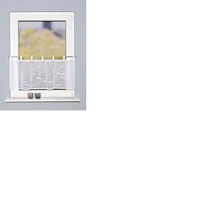 Home WOHNIDEEN Thayer - Caf&eacute; &agrave; Passants Semi-Transparent - Aspect Lin brod&eacute; - Socle inf&eacute;rieur de 5 cm - Couleur : Blanc - Dimensions : 45 x 120 cm - Nombre : 1