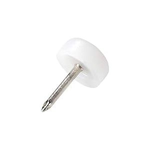Adsamm® / 100 x patins glisseurs en plastique avec clou / blancs / Ø 13 mm / rond / pieds glisseurs en plastique à clou pour meubles, de qualité optimale de Adsamm®