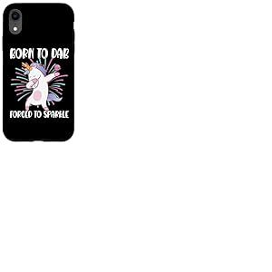 Coque pour iPhone XR Licorne fantaisie fantaisie Born to Dab Forced to Sparkle
