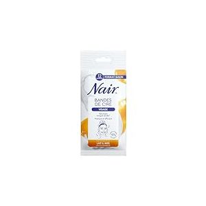 NAIR - Bandes De Cire Froide Visage, Peaux Sensibles, à l'Extrait de Lait & Miel, 97% d'Origine Naturelle, Format Malin 12 Bandes