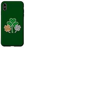 Three Clover Shamrocks Leopard Buffalo Plaid St Patrick Coque pour iPhone XS Max