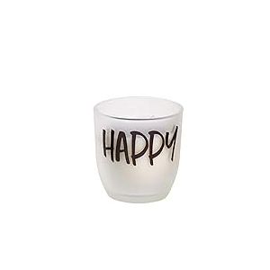 Spaas 6 Bougies Non parfumées en Verre dépoli, ± 25 Heures, 'Happy', Blanc