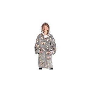 Kanguru Kangurone Glow Couverture Polaire Phosphorescent avec motifs Lumineux Papillon, Sweat Plaid a Capuche fille, Pull Plaid, Cadeau ado fille, Bleu, enfant 4-14 ans 75 x 75 cm