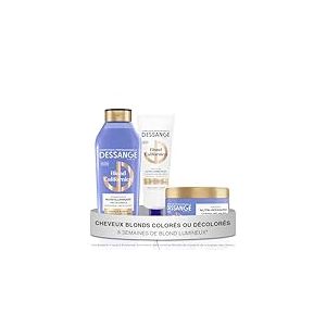 DESSANGE - Routine Cheveux Nutri-Correcteur Blond Californien - Shampoing 280 ml + Masque 280 ml + Soin Patine Bleu 140 ml - Nourrit & Illumine Le Blond - Cheveux Blonds, Colorés Ou Décolorés