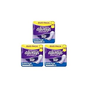 Always Discreet Serviettes Pour Fuites Urinaires Femmes Long Plus 16 Serviettes Protection Extra S&ucirc;re Et Discr&eacute;tion Optimale (Lot de 3)