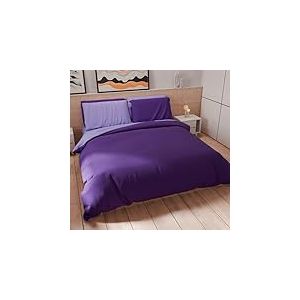 PETTI Artigiani Italiani - Set Housse de Couette 160x200 cm (1 Taie d'oreiller 50x80 cm Incluse), Parure de Lit Microfibre 1 Personne Douce Lilas Violet