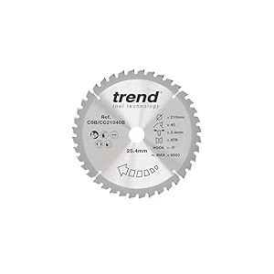 Trend Lame de scie à onglets Wood, diamètre 210 mm, alésage 25,40 mm, 40 dents, trait de scie 2,4 mm, crochet -5°, TCT, finition fine, CSB/CC21040B