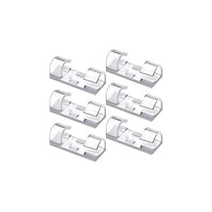 Electraline 71697 Lot de 15 clips serre-c&acirc;bles transparents avec autocollant, organisateur de bureau pour c&acirc;bles multifonction, gestion pour c&acirc;ble d'alimentation, c&acirc;ble de charge USB, c&acirc;ble audio, etc