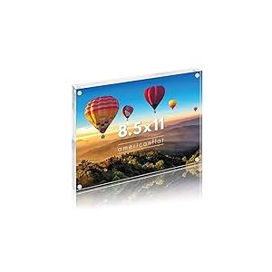 Americanflat Cadre photo en acrylique transparent 21,6 x 27,9 cm, cadre photo magnétique à poser sur un bureau ou une table, avec chiffon en microfibre doux inclus