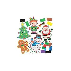 Baker Ross FC197 Décoration de Noël en Mosaïque pour Enfants - Lot de 5, Kit Creatif Enfant, Mosaique Loisir Creatif, Mosaique Autocollants Scrapbooking