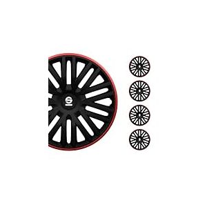 Sparco Enjoliveurs Bergamo - 15-pouces - Noir/Rouge - Set de 4 pi&egrave;ces